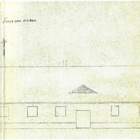 Abb. 8 – Seitenansicht der Kelterverlängerung mit Feuerwehrgeräteraum und Schulsaal im 1. Stock (Planentwurf Februar 1933)